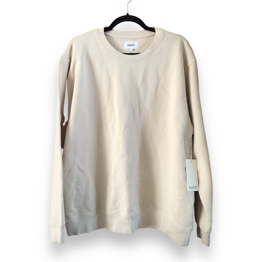 Mate the Label Men's Fleece Crew Neck Sweatshirt Bone NWT Flawed Size XL